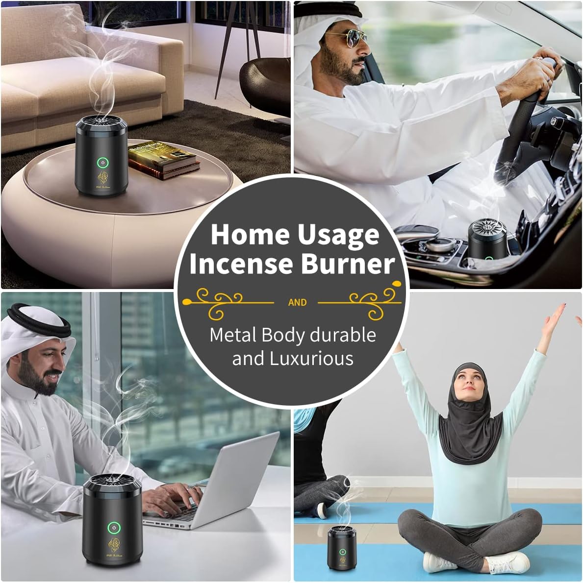Juud Luxury Comb Bakhoor Incense Burner, Aromatherapy and Style in One Device! Enjoy Portable Relaxation with Hassle-Free USB Rechargeable Bakhoor Oud Burner for Home Office & Car-B14 (Black) - Image 5